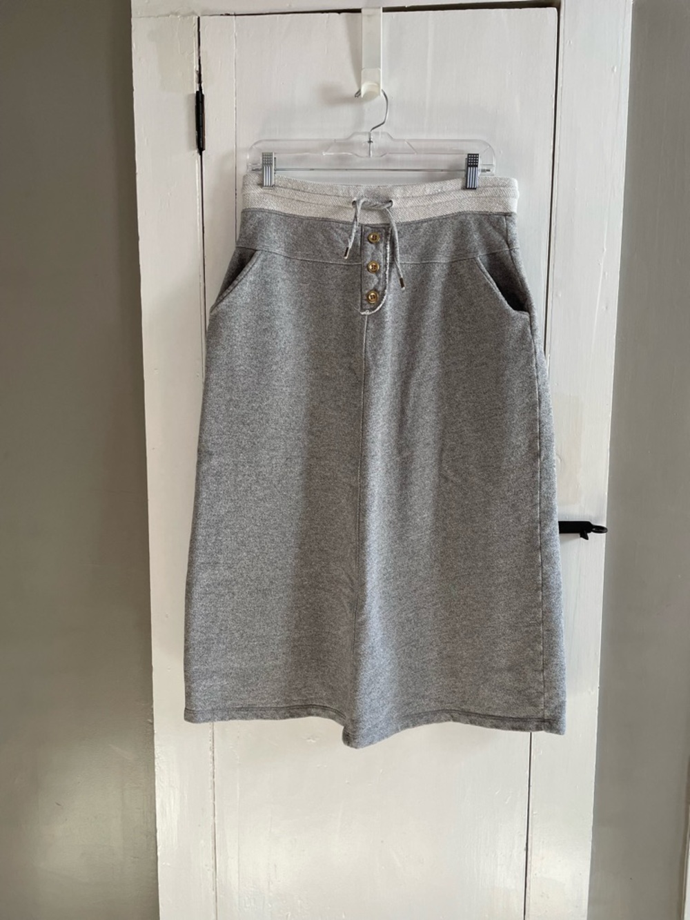 Soft Surroundings 100% Cotton Knit Pull-On Maxi Sweat Skirt Heather Grey PS